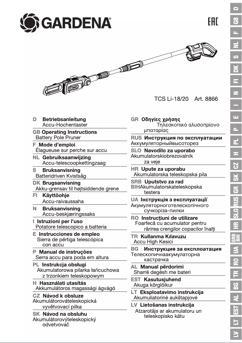 Page 1 de la notice Manuel utilisateur Gardena TCS Li-18/2