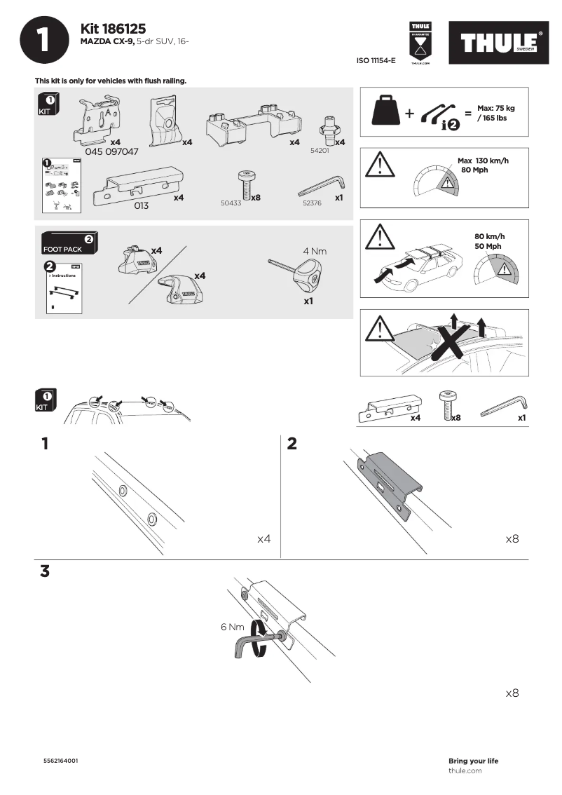 Page 1 de la notice Manuel utilisateur Thule Kit 186125
