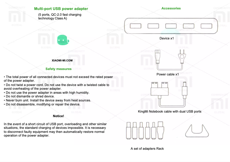 Image de la première page du manuel de l'appareil Multi Port USB Power Adapter