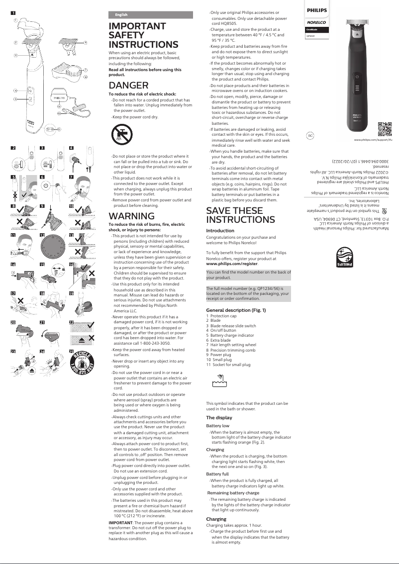Page n°1 - Manuel utilisateur Philips Norelco OneBlade QP6531