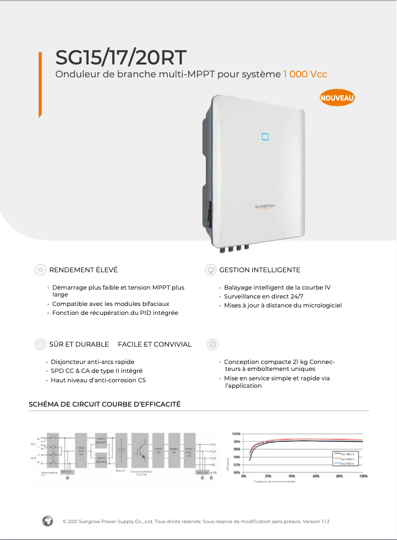 Page n°1 - Guide d'installation Sungrow SG20RT
