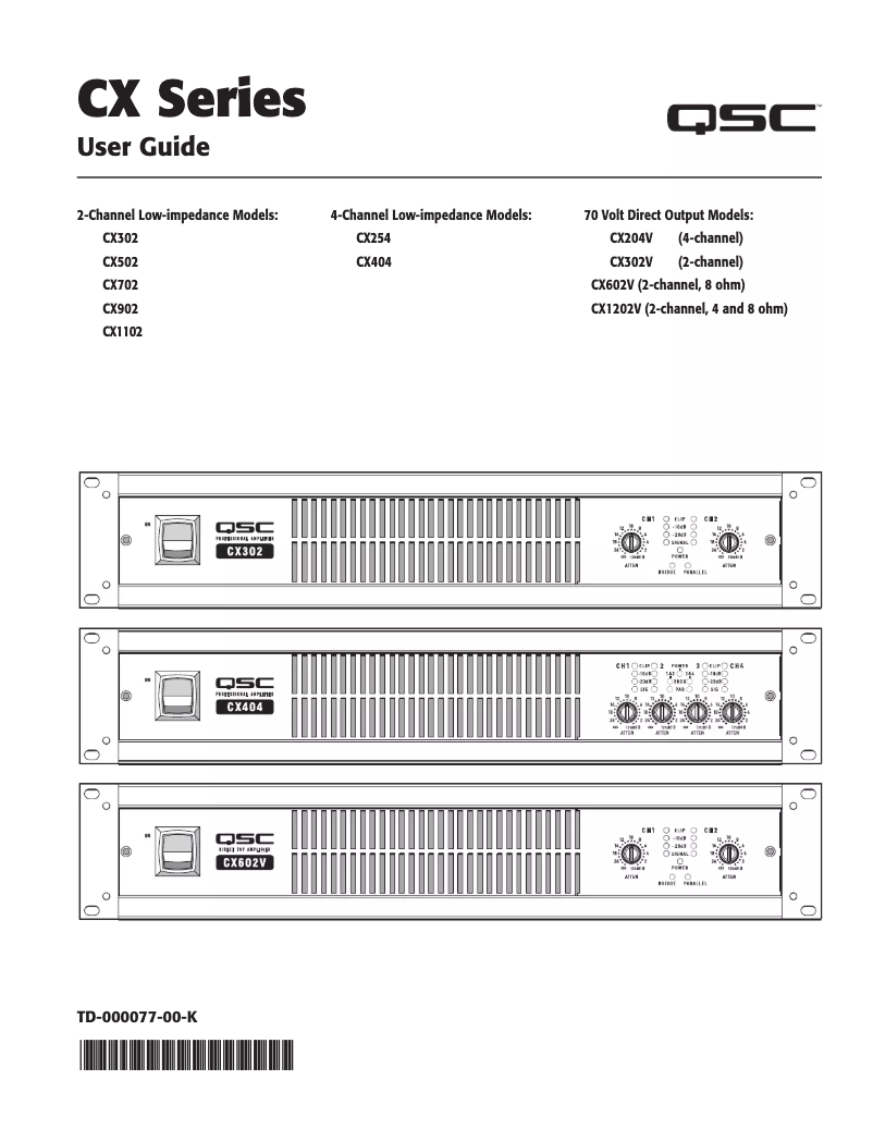 Página 1 del manual Ficha técnica QSC CX404