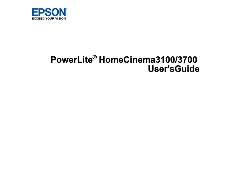 Page 1 de la notice Manuel utilisateur Epson PowerLite Home Cinema 3100