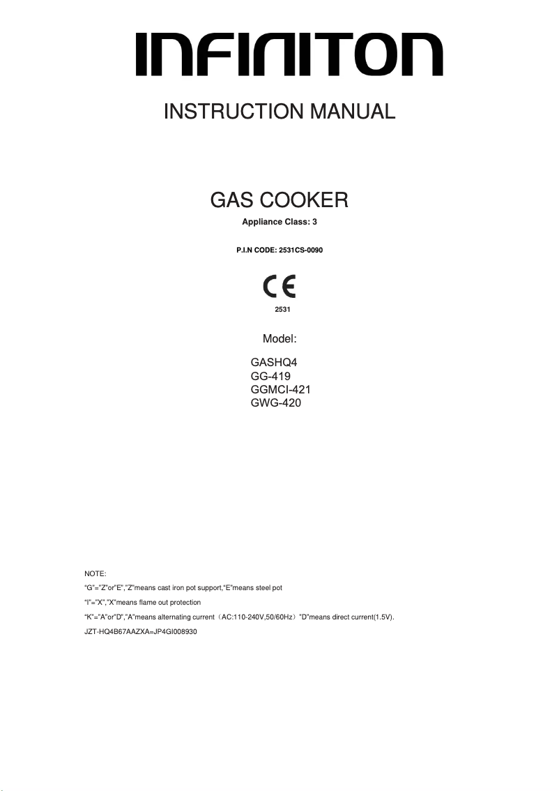 Page 1 de la notice Manuel utilisateur Infiniton GGMCI-315