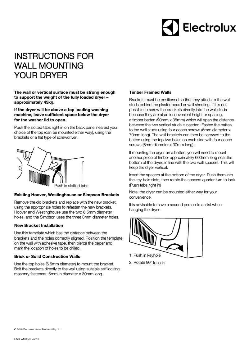 Page n°1 - Guide d'installation Electrolux EDV5051