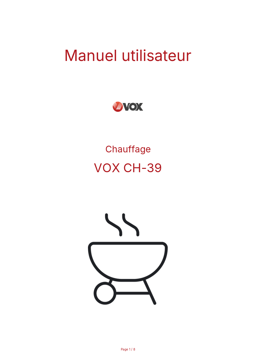 Page n°1 - Manuel utilisateur VOX CH-39