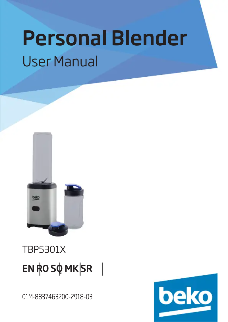 Page n°1 - Manuel utilisateur Beko TBP5301X