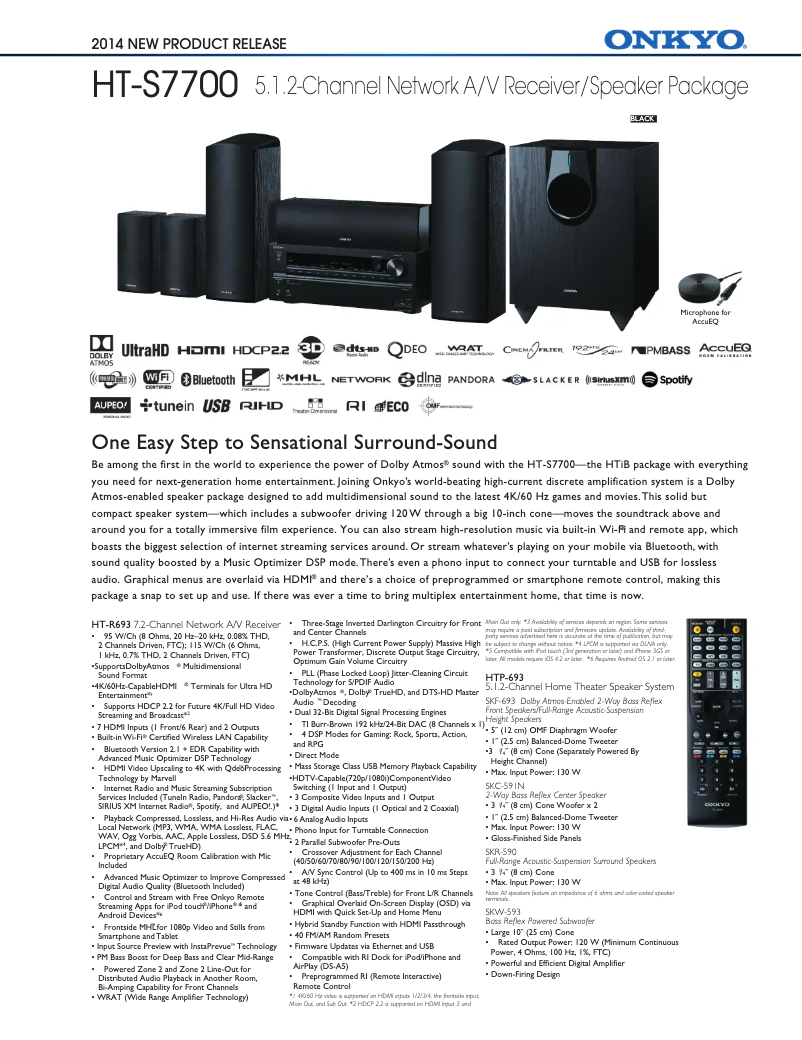 Página 1 del manual Ficha técnica Onkyo HT-S7705