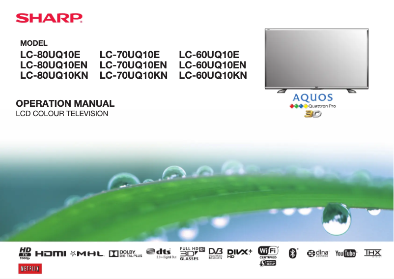 Page 1 de la notice Manuel utilisateur Sharp LC-80UQ10E