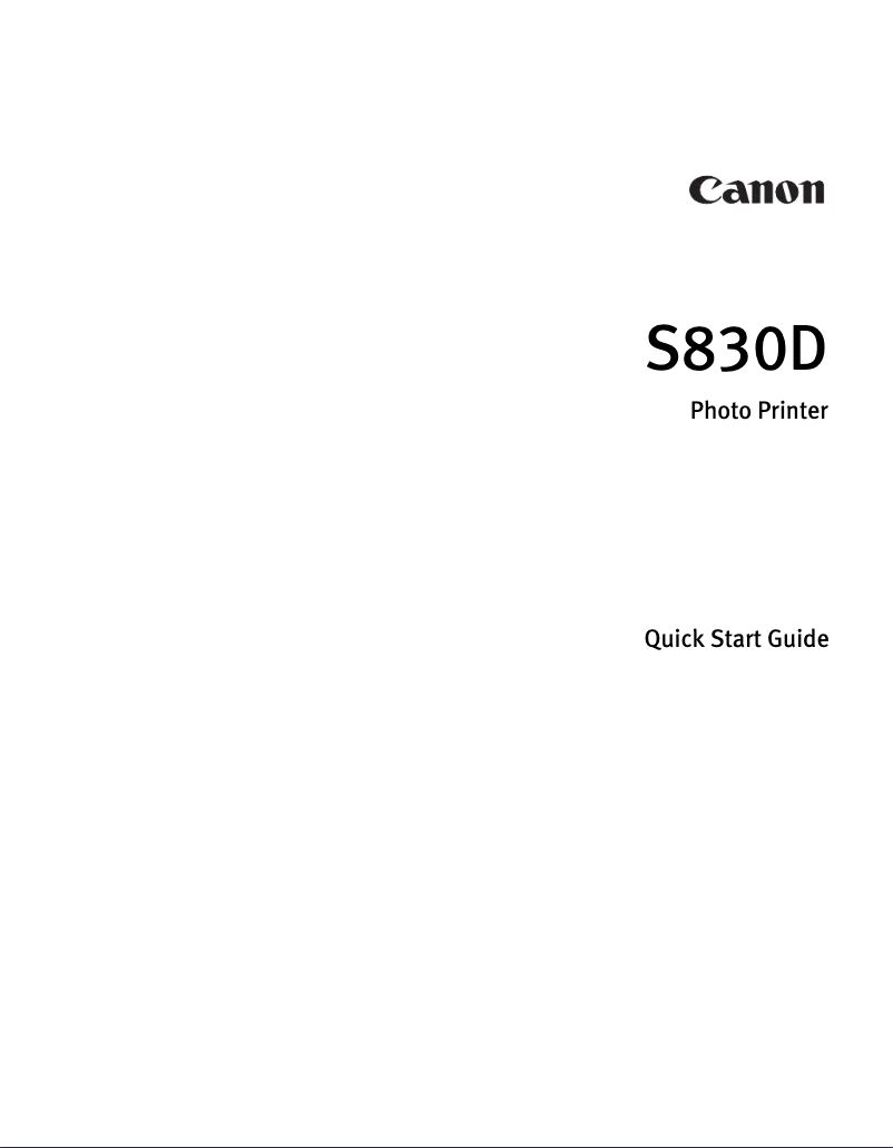 Page n°1 - Guide de démarrage rapide Canon S830D