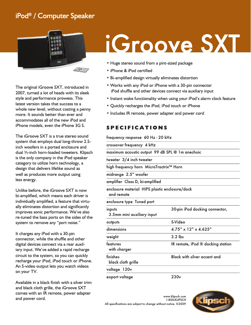 Image de la première page du manuel de l'appareil iGroove SXT Classic