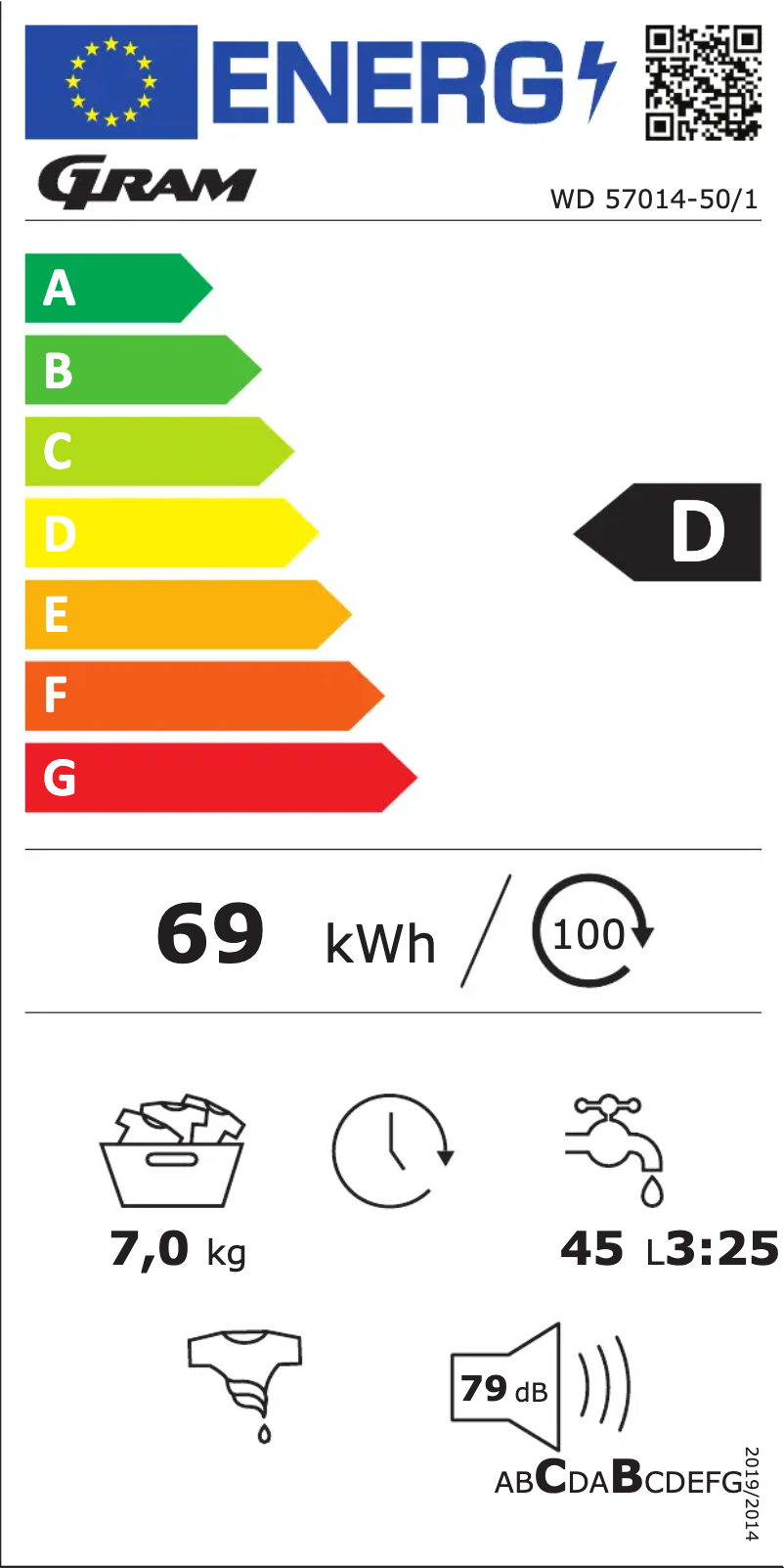 Page 1 de la notice Label énergétique Gram WD 57014-50/1