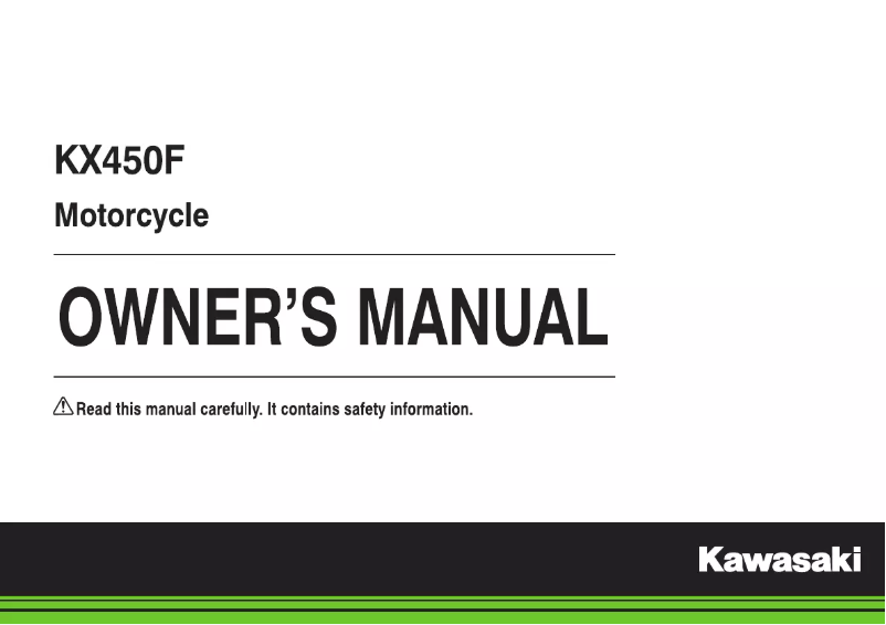 Image de la première page du manuel de l'appareil KX450F (2018)
