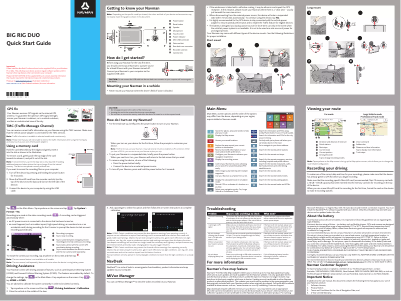 Página 1 del manual Manual de usuario Navman Big Rig Duo