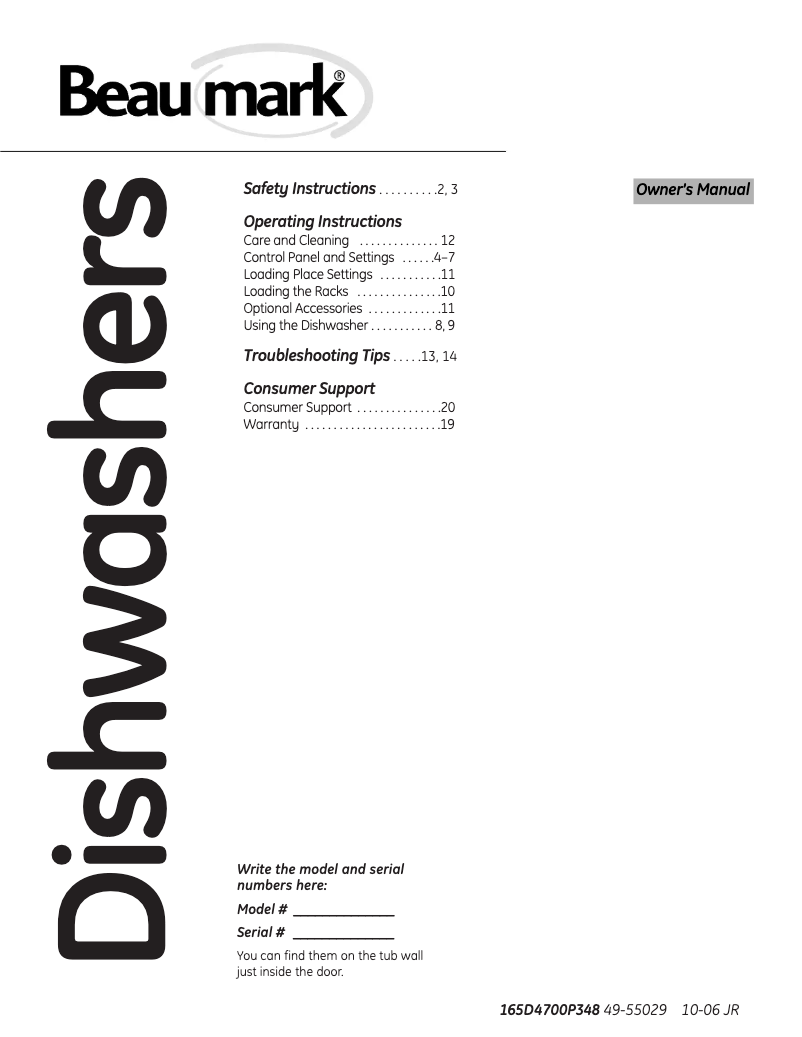 Page n°1 - Manuel utilisateur Beaumark DM-DW9702