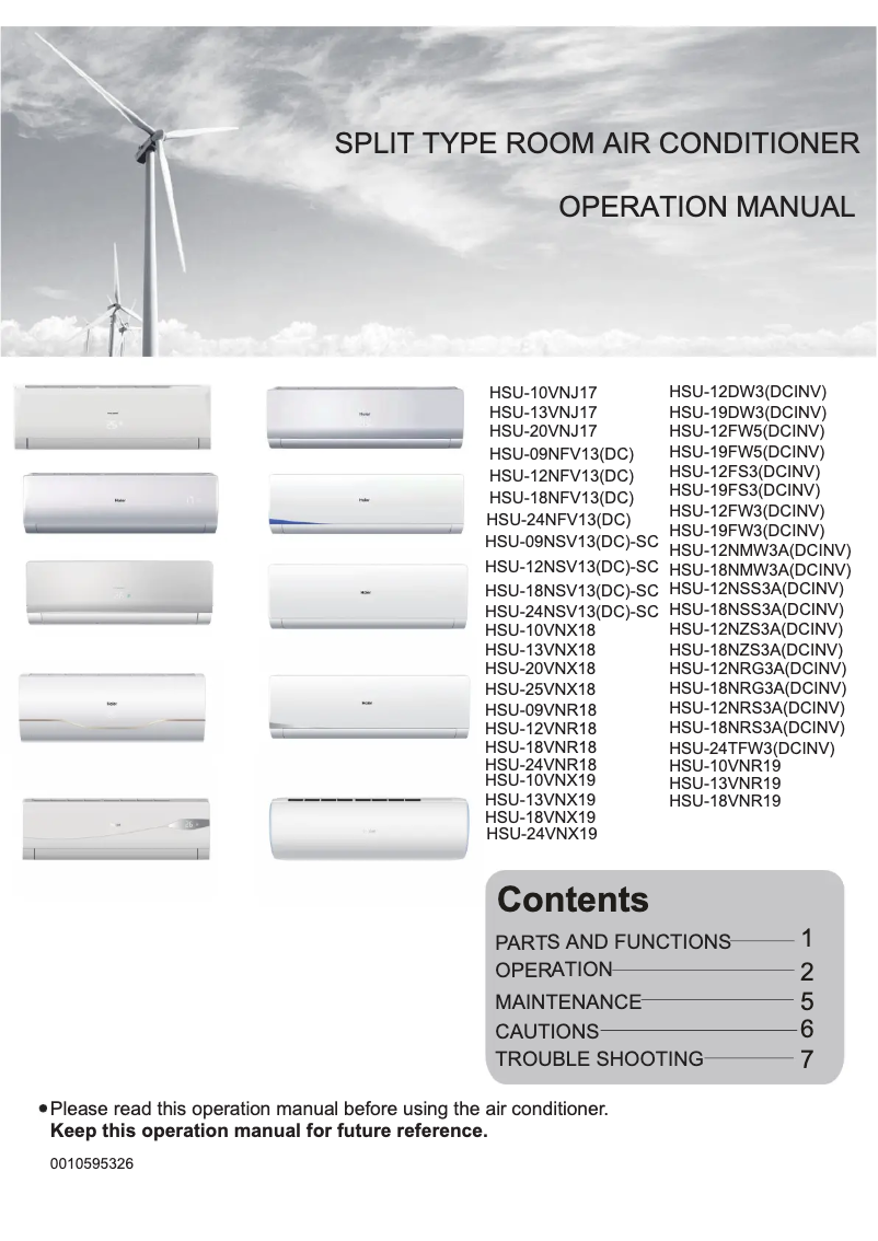 Page 1 de la notice Manuel utilisateur Haier HSU-18VNR18