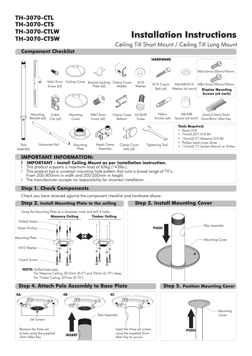 Page 1 de la notice Manuel utilisateur Atdec TH-3070-CTS