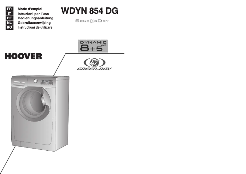 Page n°1 - Manuel utilisateur Hoover WDYN 854DG-86S