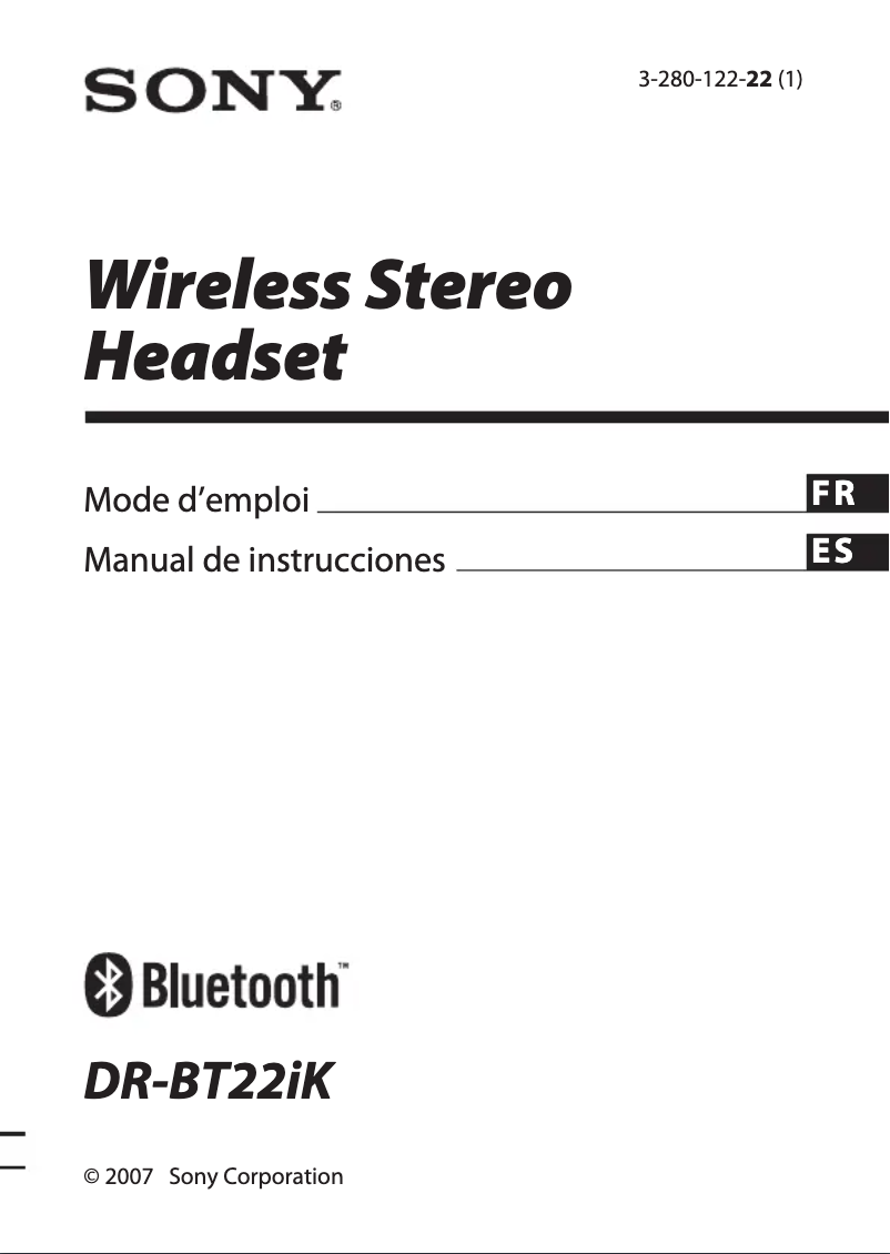 Page n°1 - Manuel utilisateur Sony DR-BT22IK
