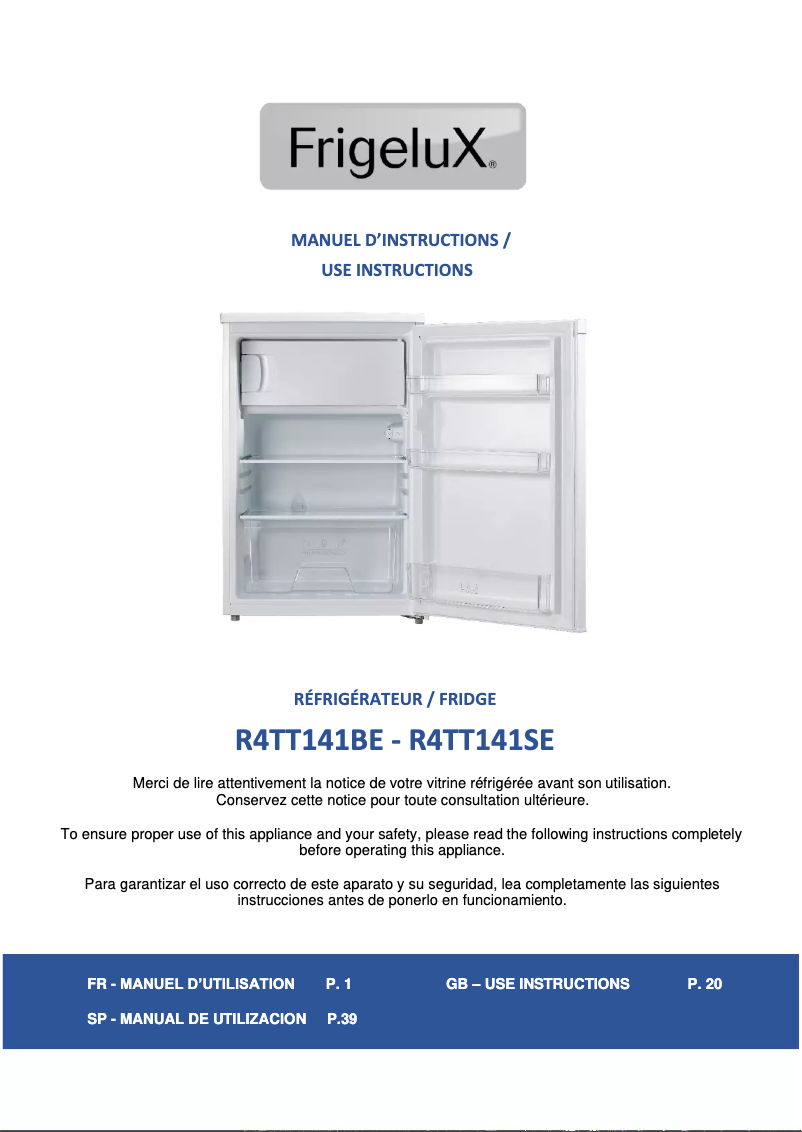 Image de la première page du manuel de l'appareil R4TT141SE