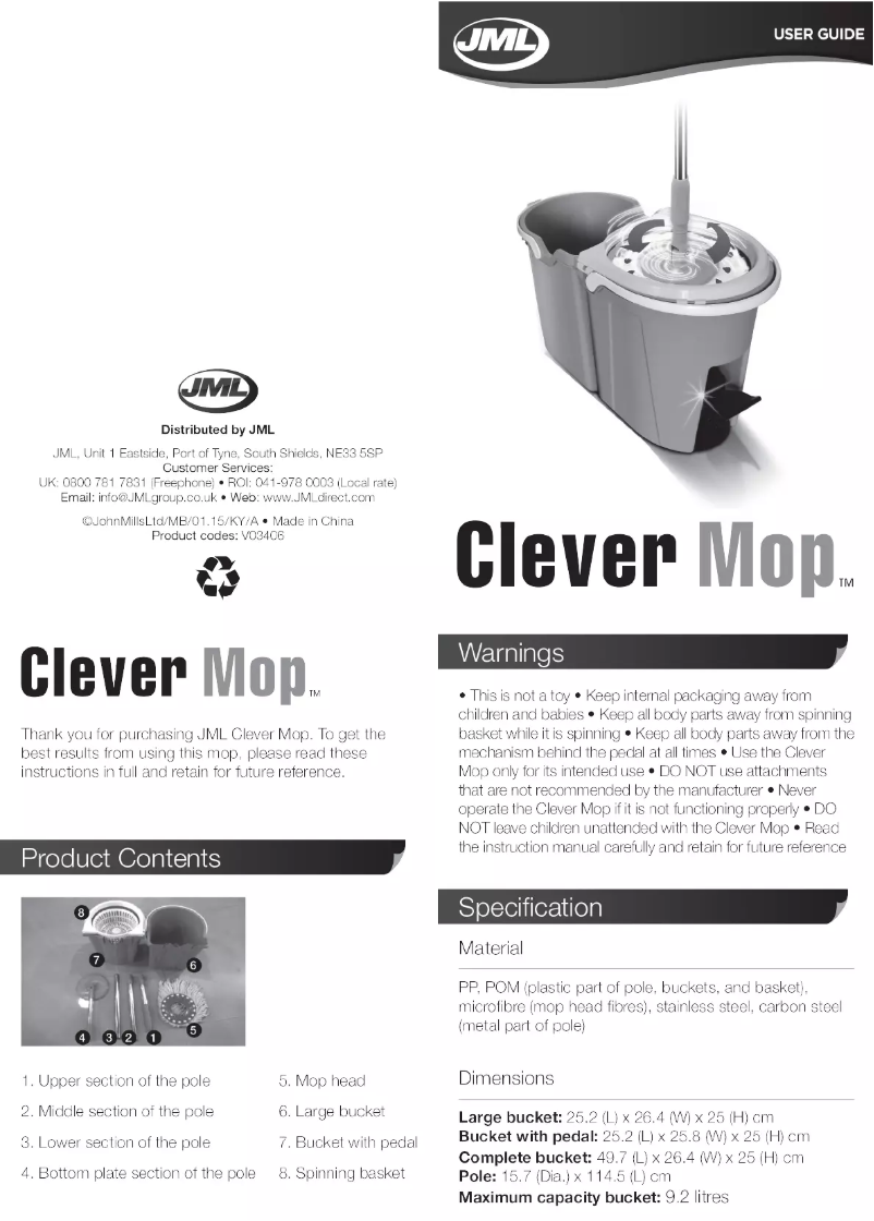 Image de la première page du manuel de l'appareil Clever Mop
