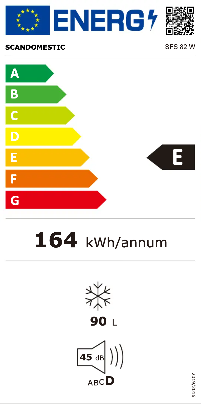 Page n°1 - Label énergétique Scandomestic SFS 82 W