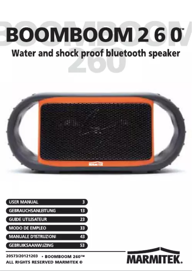 Page 1 de la notice Manuel utilisateur Marmitek BoomBoom 260