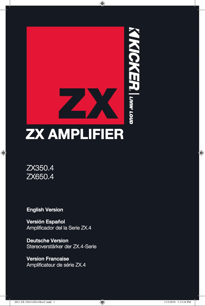 Page 1 de la notice Manuel utilisateur Kicker ZX350.4