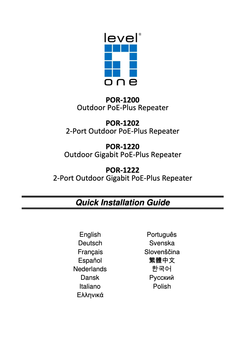 Image de la première page du manuel de l'appareil POR-1200