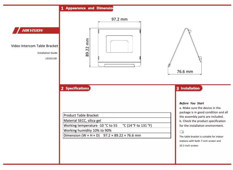 Image de la première page du manuel de l'appareil DS-KABH6350-T