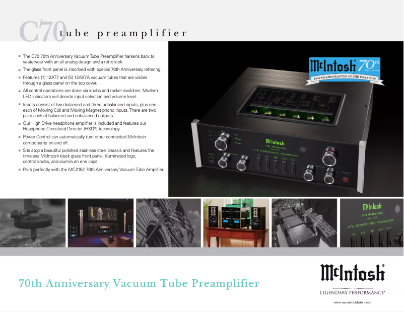 Page 1 de la notice Brochure McIntosh C70