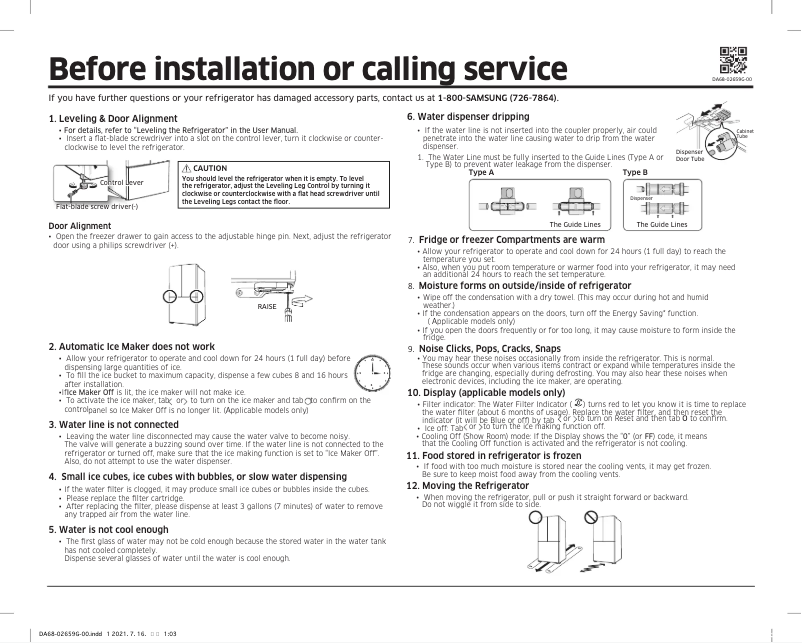 Page n°1 - Guide d'installation Samsung RF22A4121SR