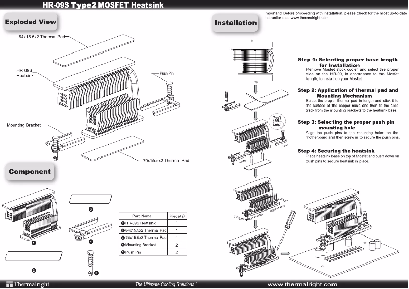 Page 1 de la notice Manuel utilisateur Thermalright HR-09S