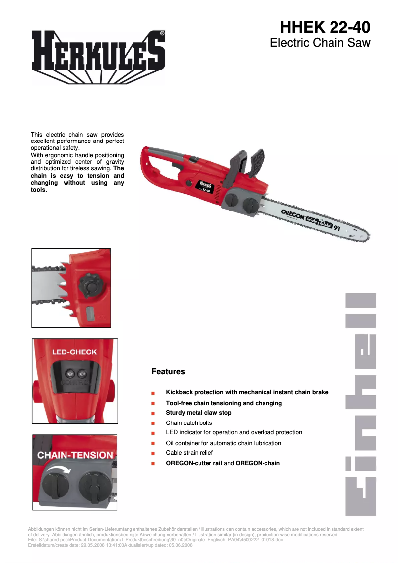 Image de la première page du manuel de l'appareil HHEK 22-40