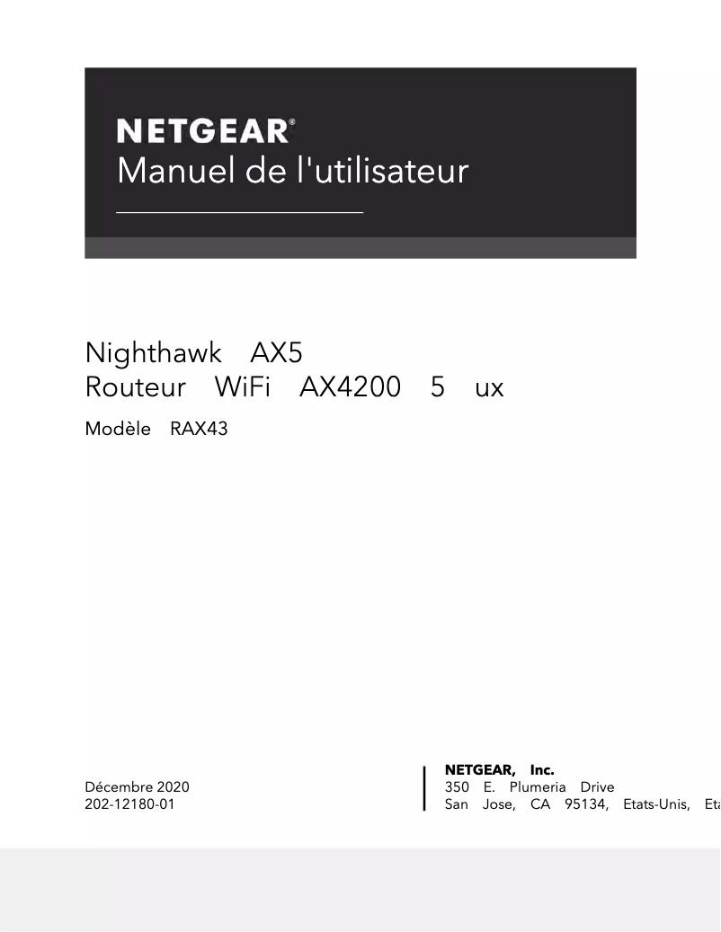 Image de la première page du manuel de l'appareil Nighthawk RAX43
