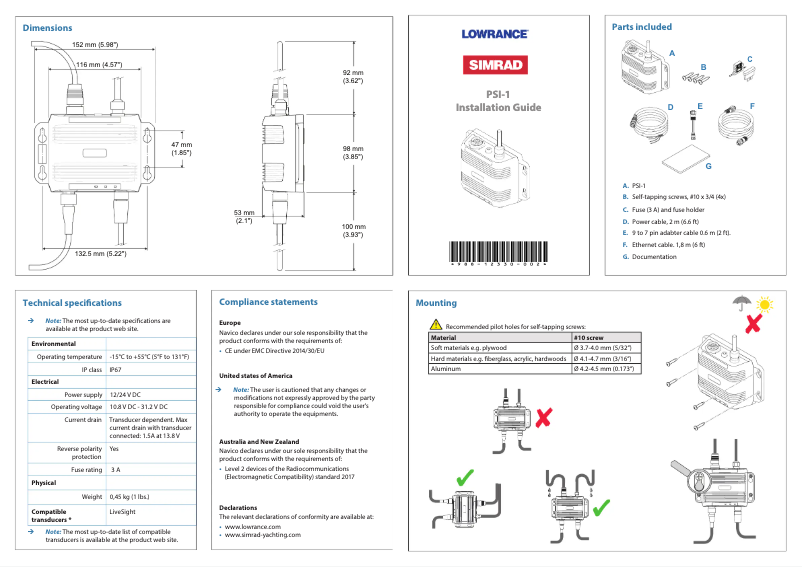 Image de la première page du manuel de l'appareil PSI-1
