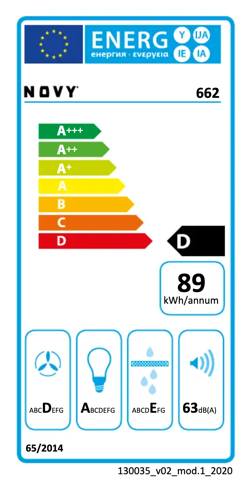 Page 1 de la notice Label énergétique Novy Move'line Glas 662
