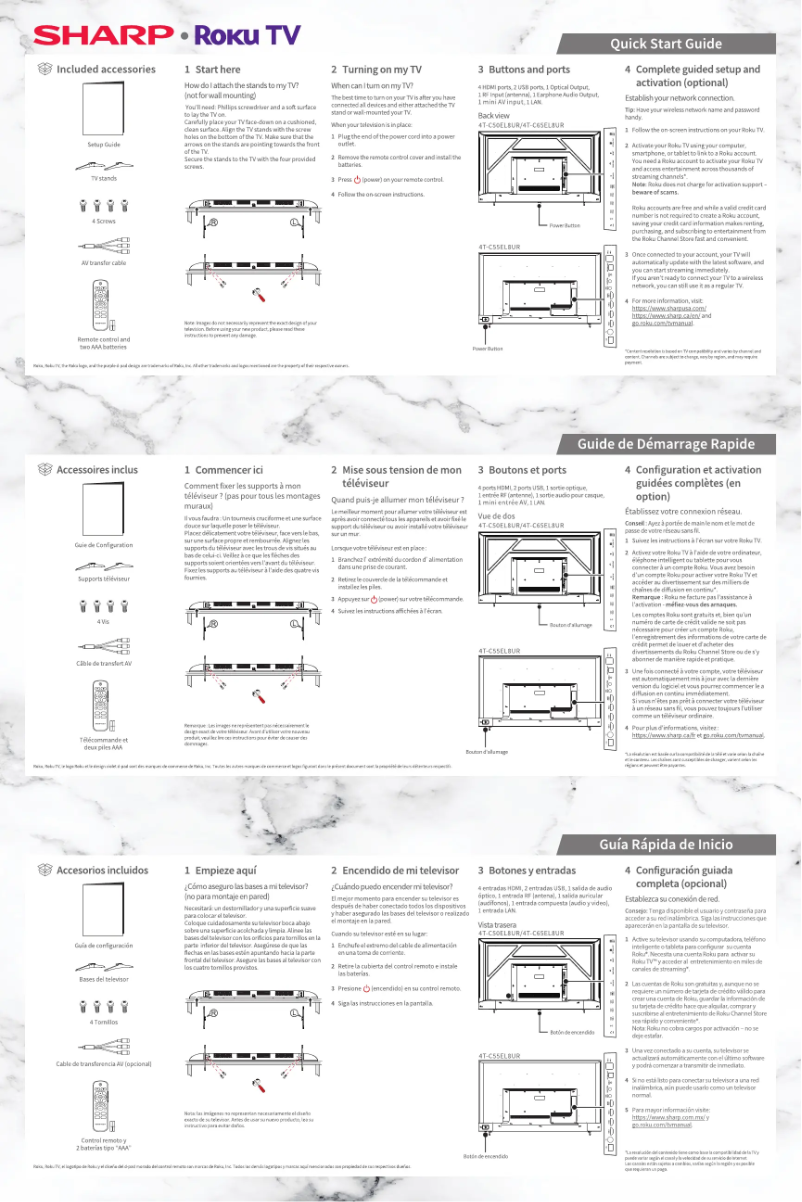 Page 1 de la notice Guide de démarrage rapide Sharp 4T-C55EL8UR