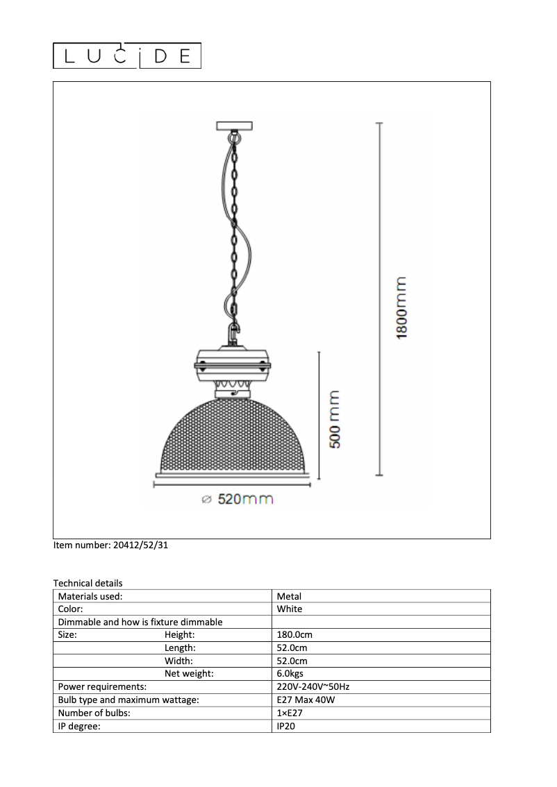 Page n°1 - Manuel utilisateur Lucide Farringdon 20412/52/31