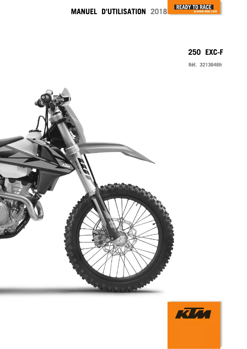 Page 1 de la notice Manuel utilisateur KTM 250 EXC-F (2018)