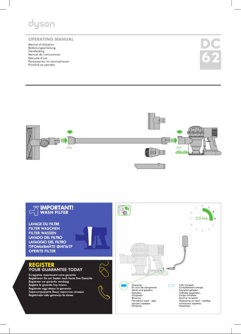 Page 1 de la notice Manuel utilisateur Dyson DC62 Animalpro