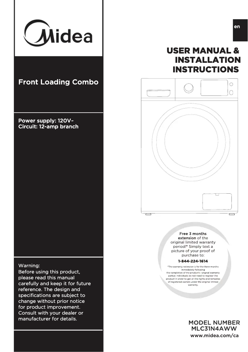 Image de la première page du manuel de l'appareil MLC31N4AWW
