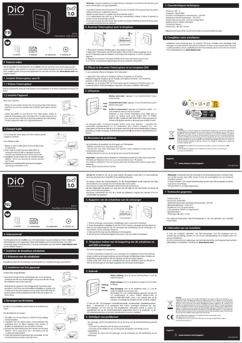 Page 1 de la notice Manuel utilisateur DiO 54714