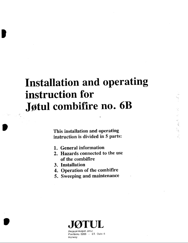 Page 1 de la notice Manuel utilisateur Jøtul combifire no 6B