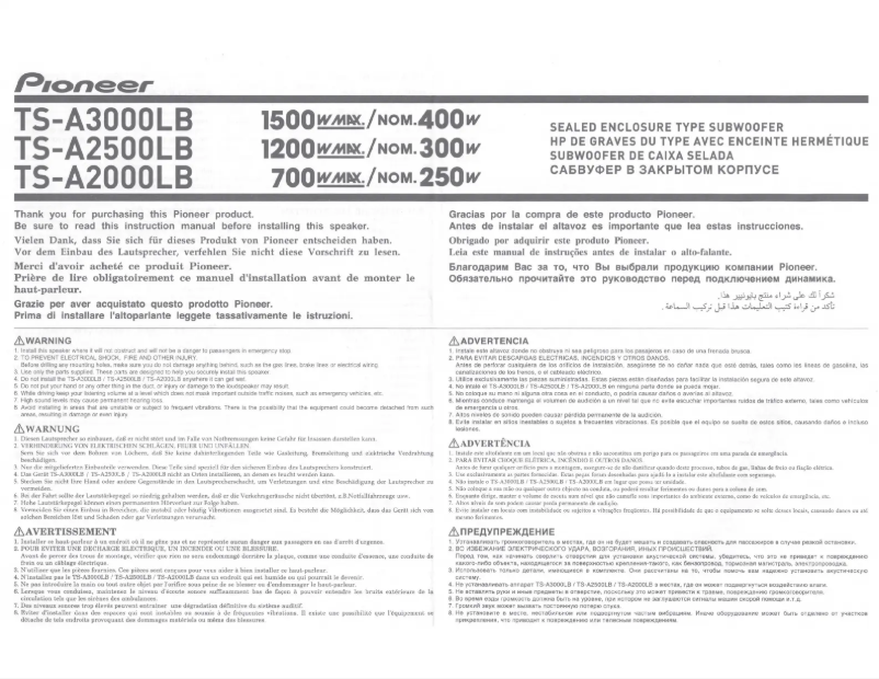 Página 1 del manual Manual de usuario Pioneer TS-A2500LB