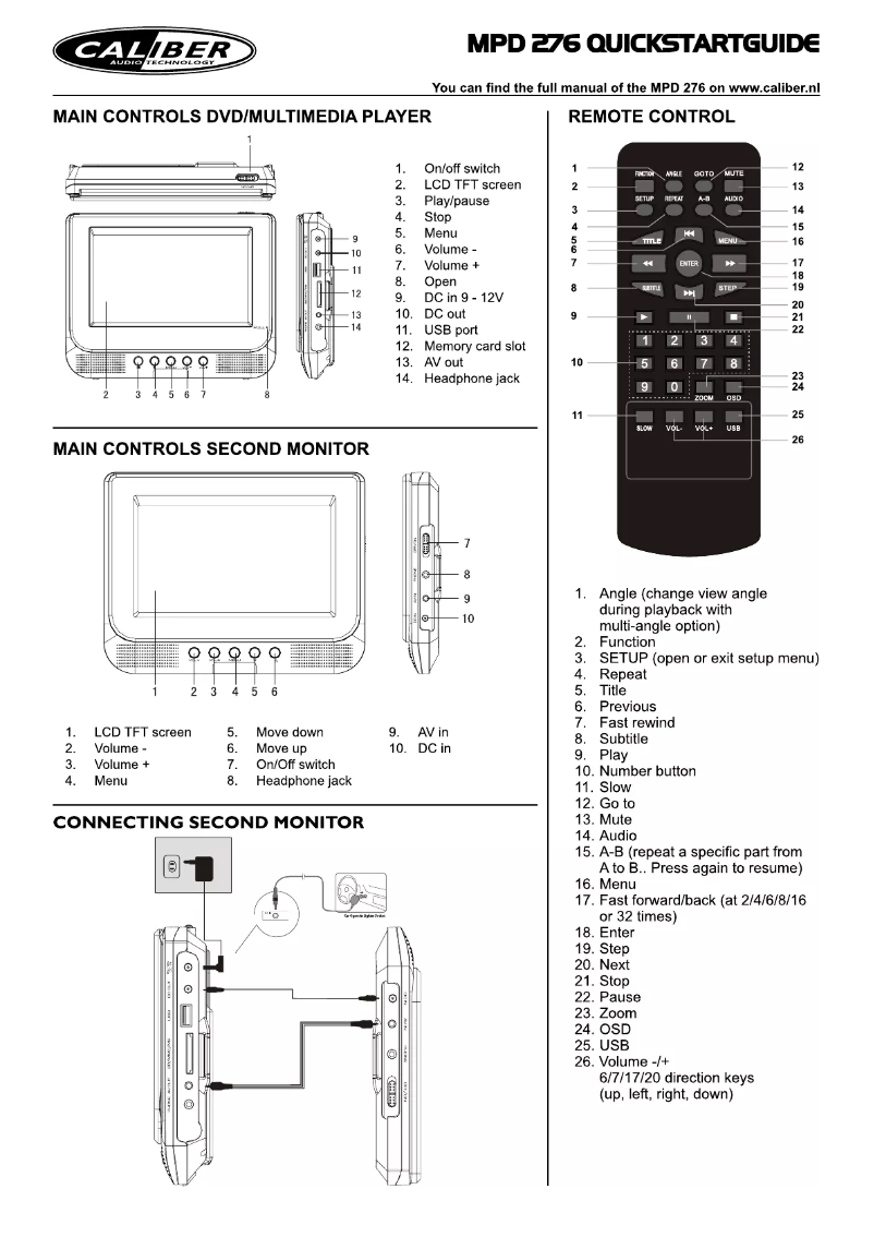 Page n°1 - Manuel utilisateur Caliber MPD 276