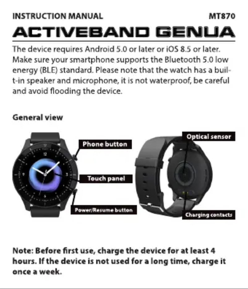 Page 1 de la notice Manuel utilisateur Media-Tech Activband Genua MT870