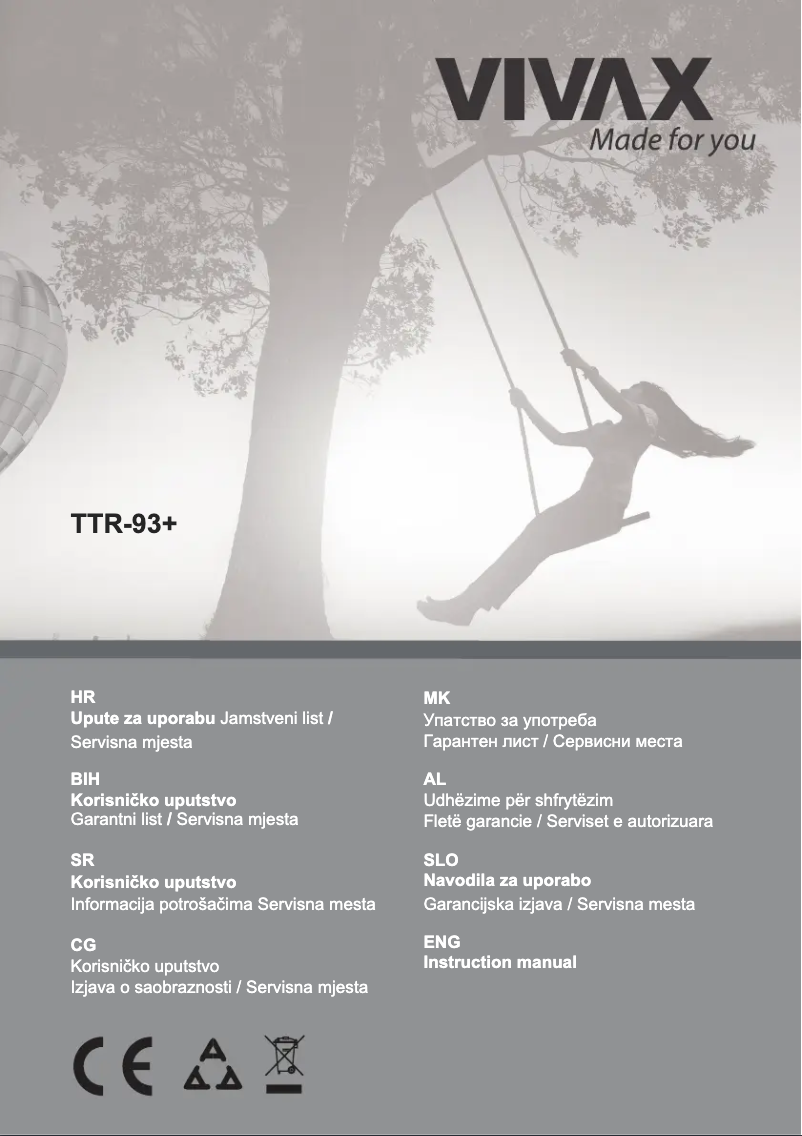 Page 1 de la notice Manuel utilisateur Vivax TTR-93+