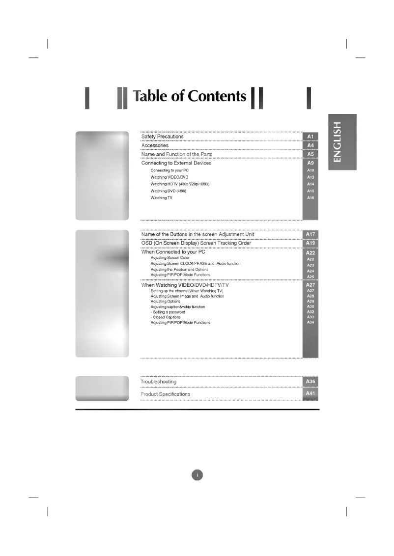 Page 1 de la notice Manuel utilisateur LG L2323T