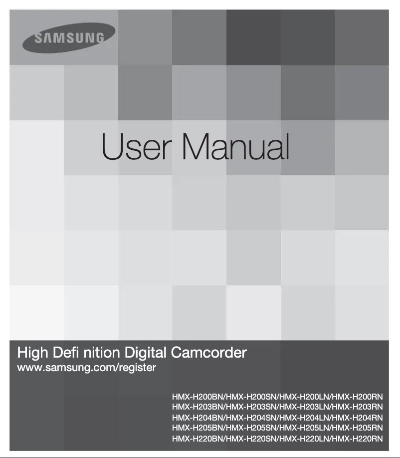 Page n°1 - Manuel utilisateur Samsung HMX-H205SN